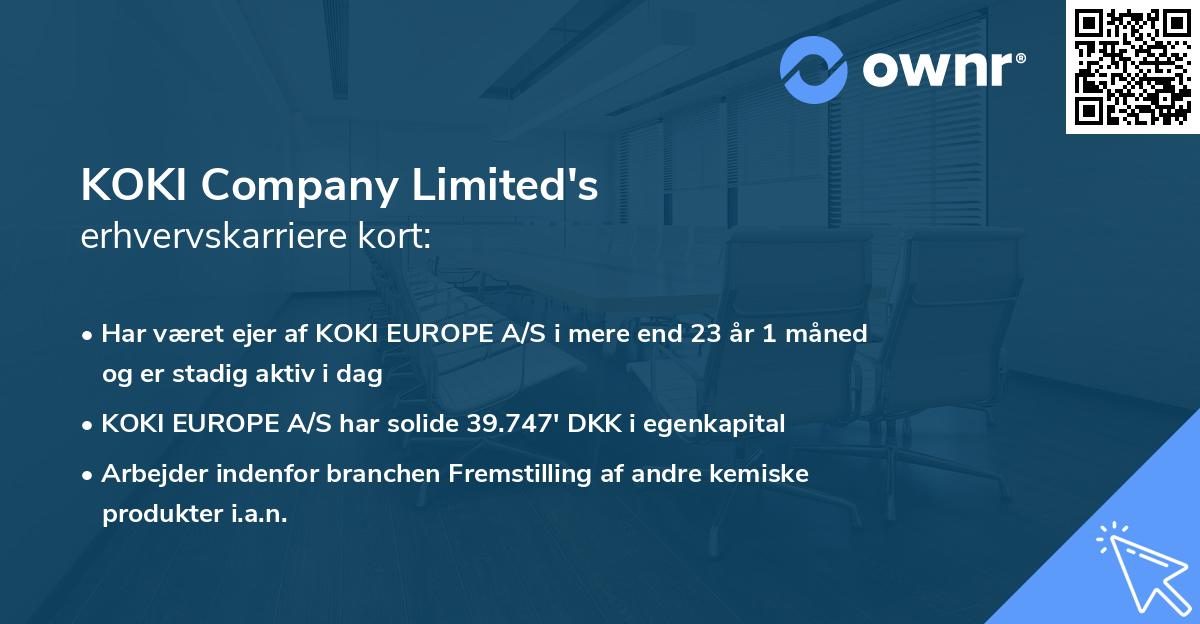 KOKI Company Limited's erhvervskarriere kort
