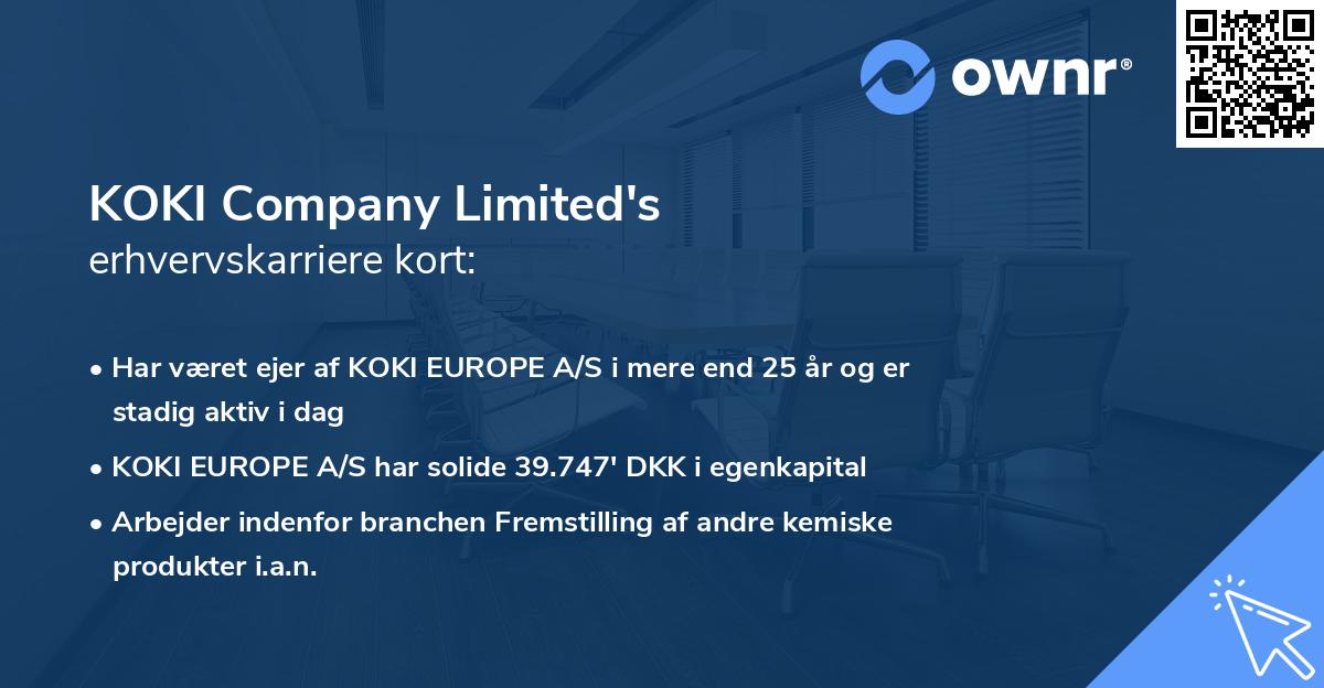 KOKI Company Limited's erhvervskarriere kort
