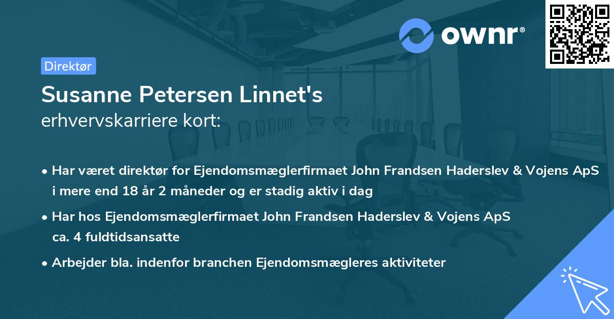 Susanne Petersen Linnet's erhvervskarriere kort