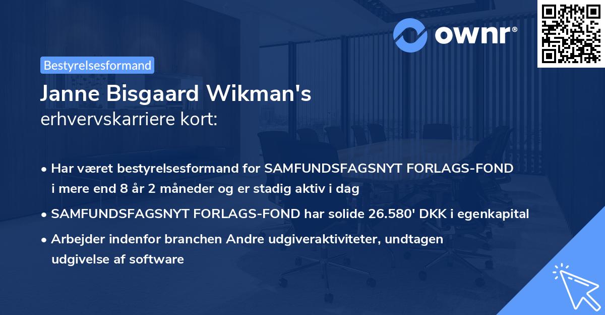 Janne Bisgaard Wikman's erhvervskarriere kort