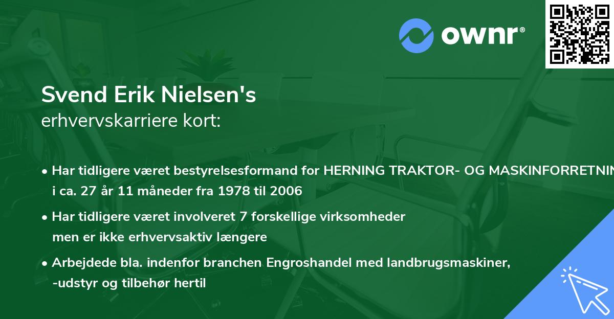 Svend Erik Nielsen's erhvervskarriere kort