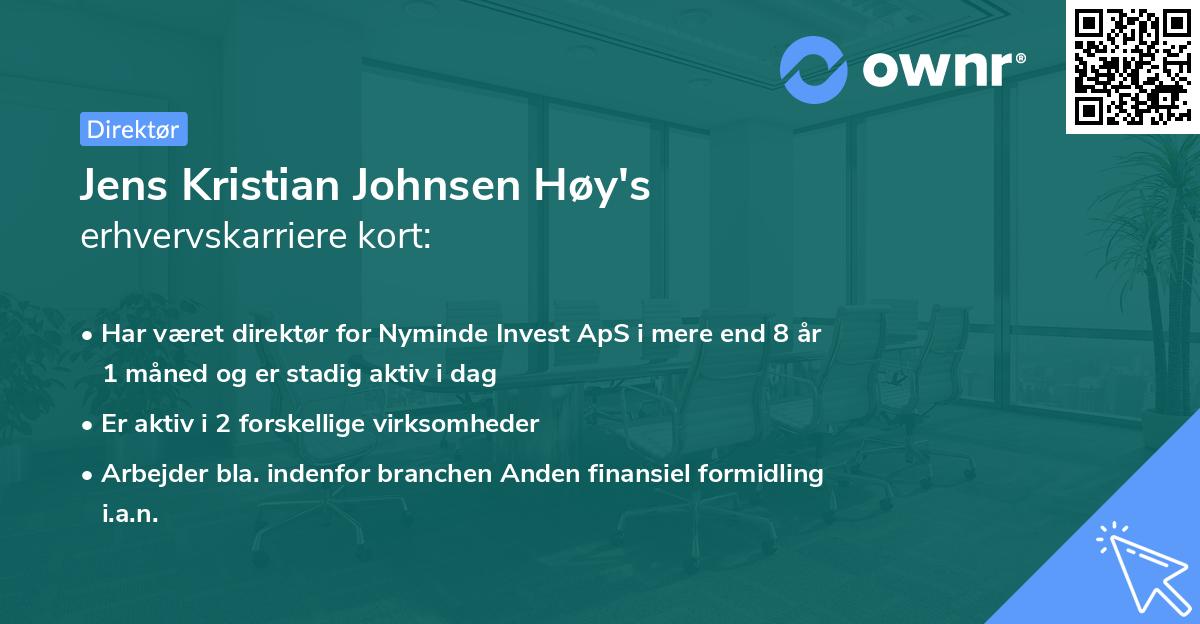 Jens Kristian Johnsen Høy's erhvervskarriere kort