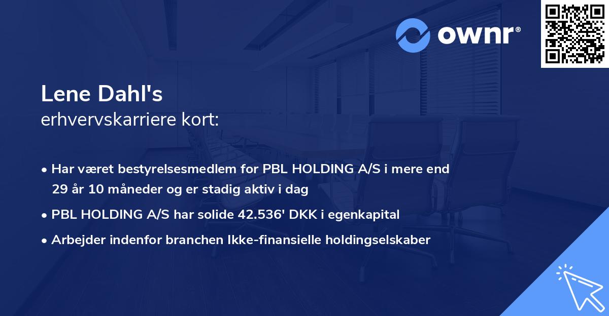 Lene Dahl's erhvervskarriere kort