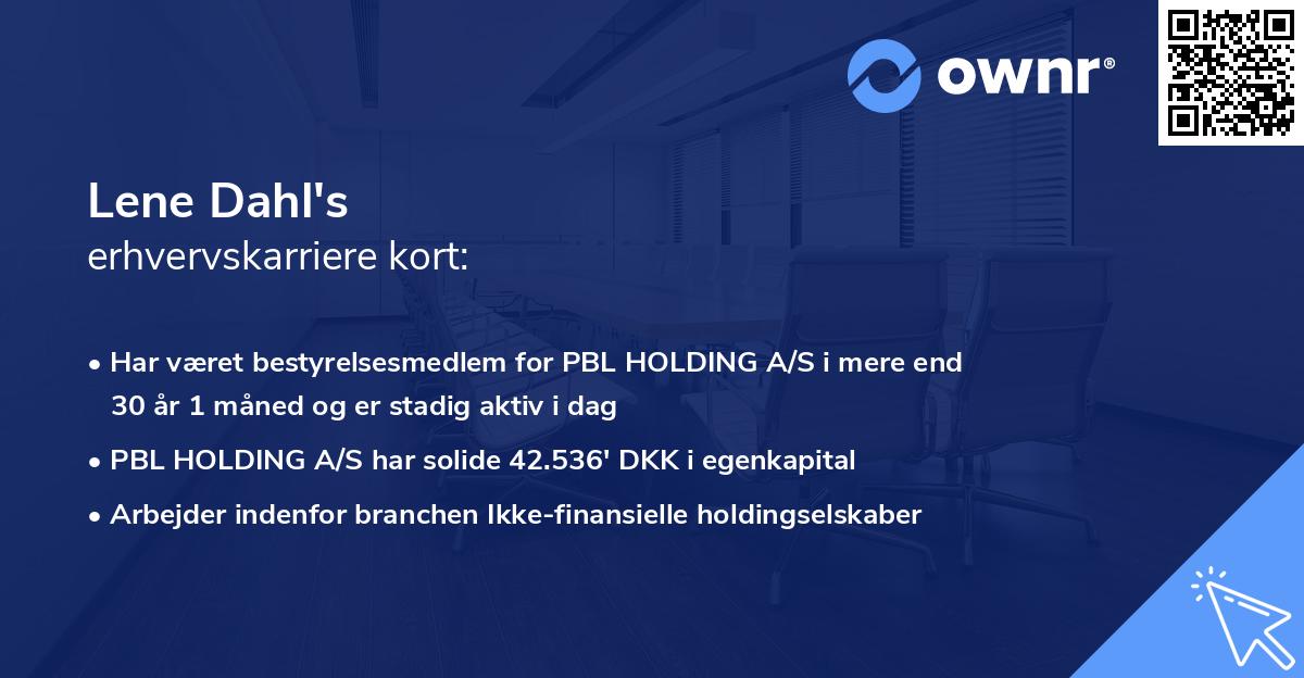 Lene Dahl's erhvervskarriere kort