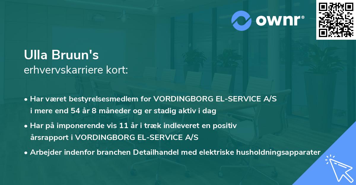 Ulla Bruun's erhvervskarriere kort