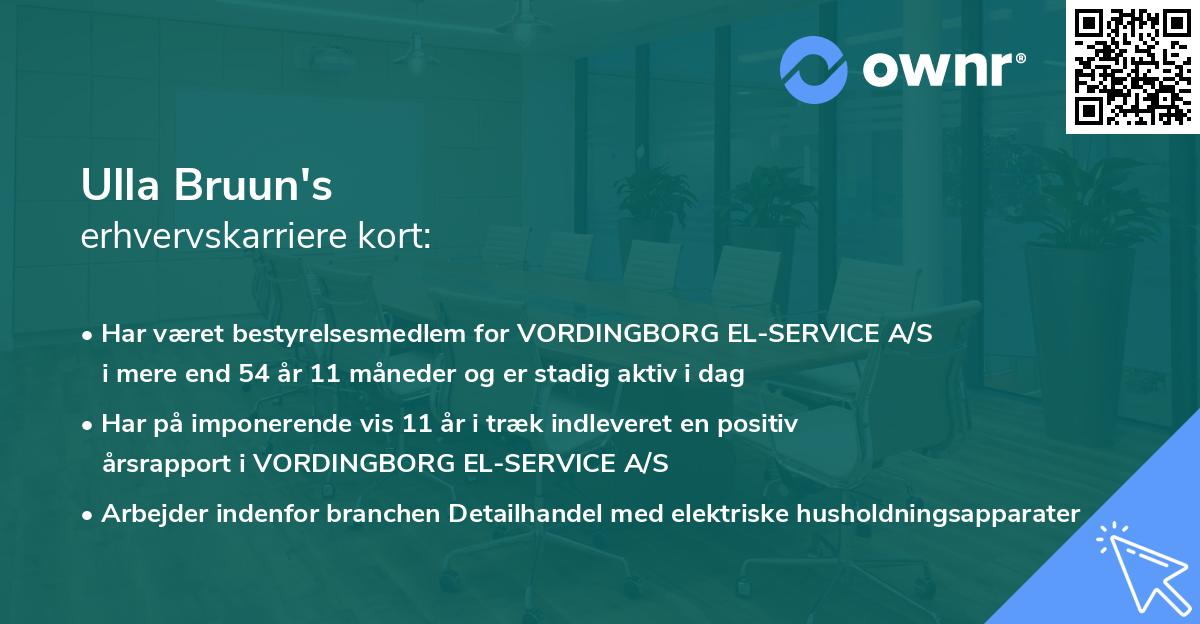Ulla Bruun's erhvervskarriere kort