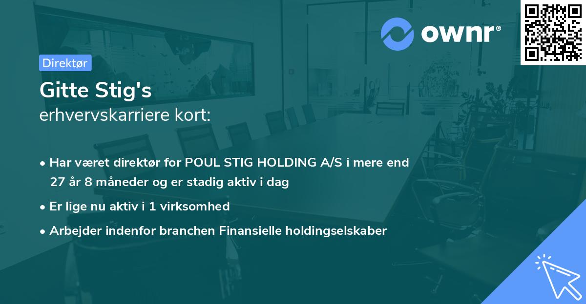 Gitte Stig's erhvervskarriere kort