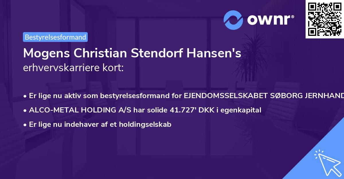 Mogens Christian Stendorf Hansen's erhvervskarriere kort