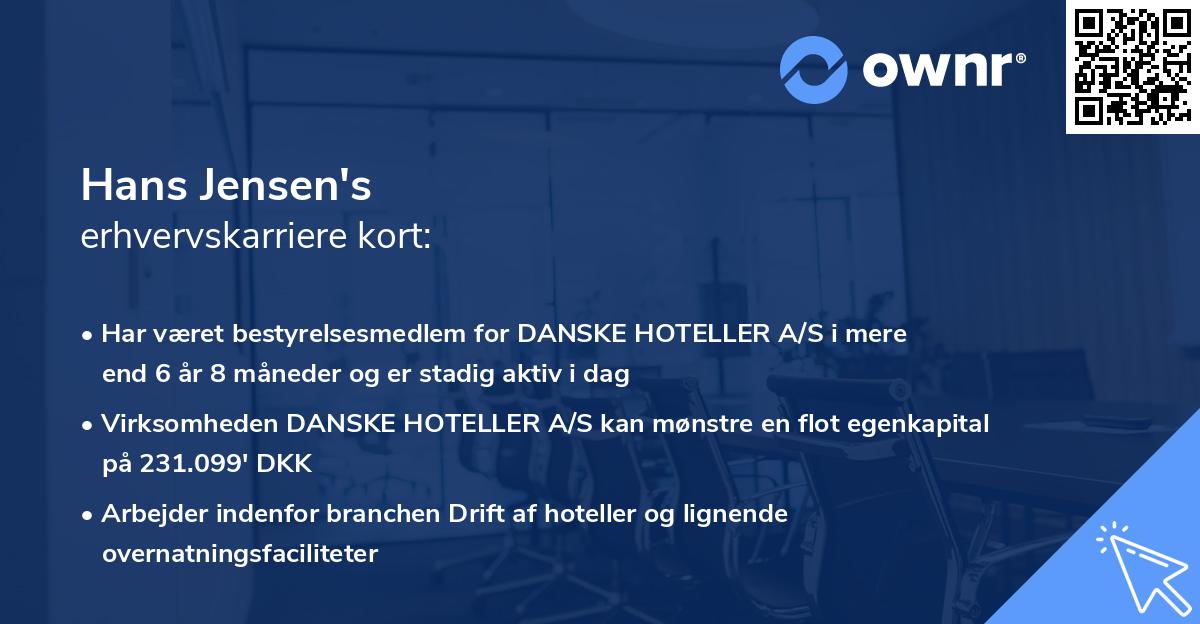 Hans Jensen's erhvervskarriere kort