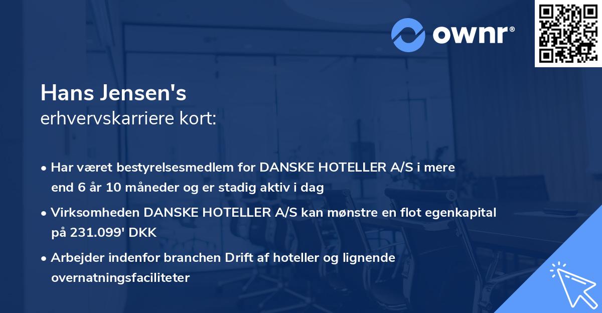 Hans Jensen's erhvervskarriere kort