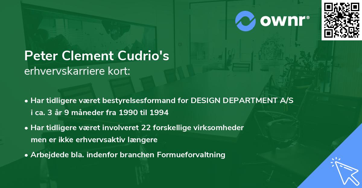 Peter Clement Cudrio's erhvervskarriere kort