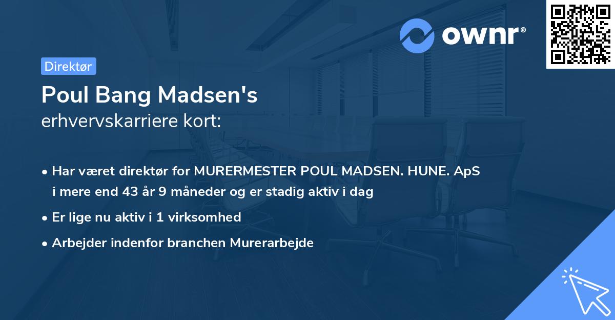 Poul Bang Madsen's erhvervskarriere kort