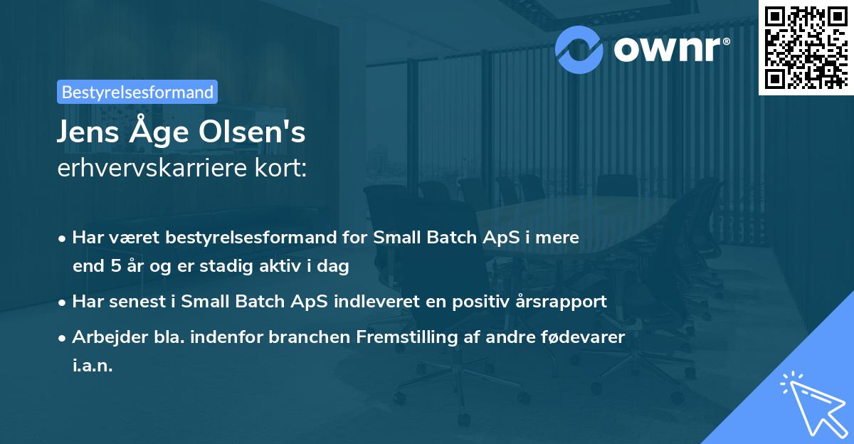 Jens Åge Olsen's erhvervskarriere kort