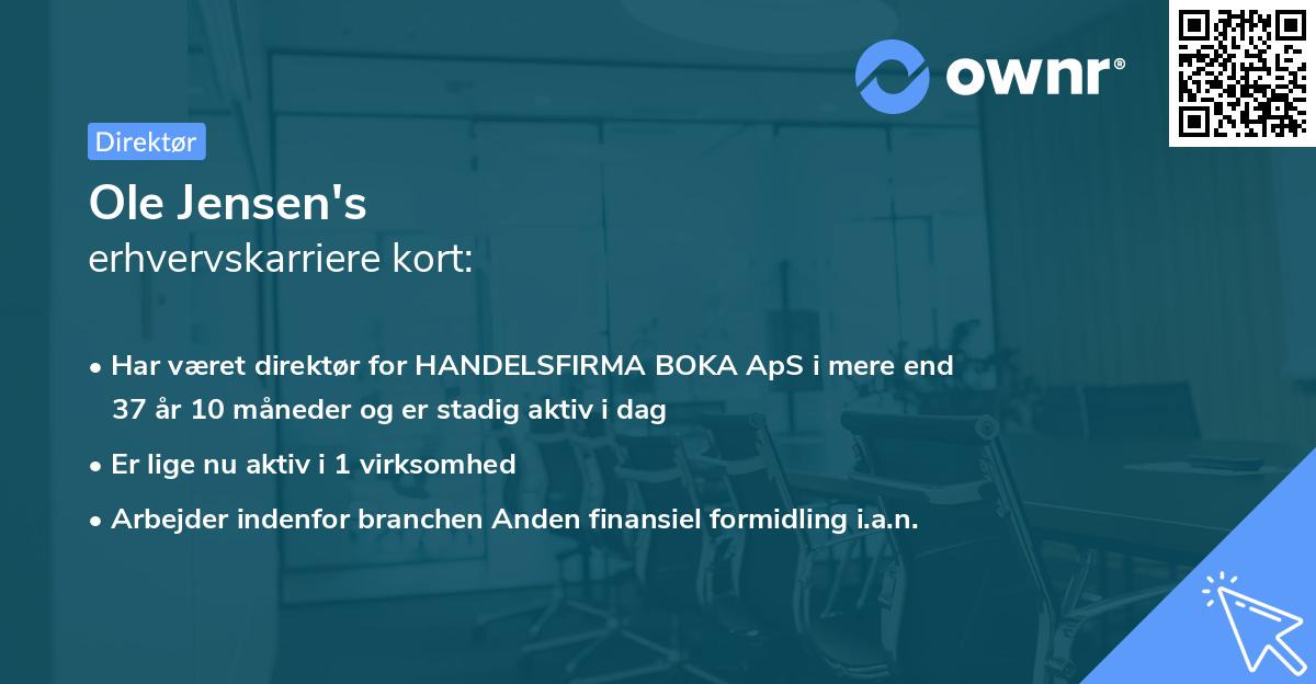 Ole Jensen's erhvervskarriere kort