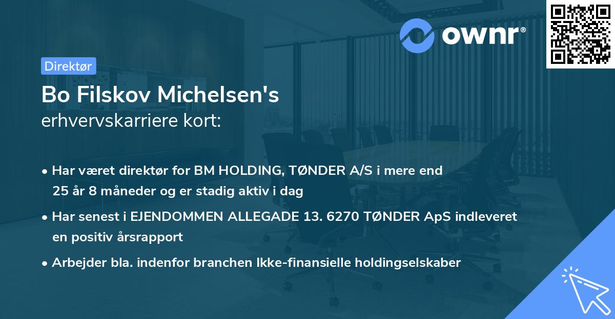 Bo Filskov Michelsen's erhvervskarriere kort