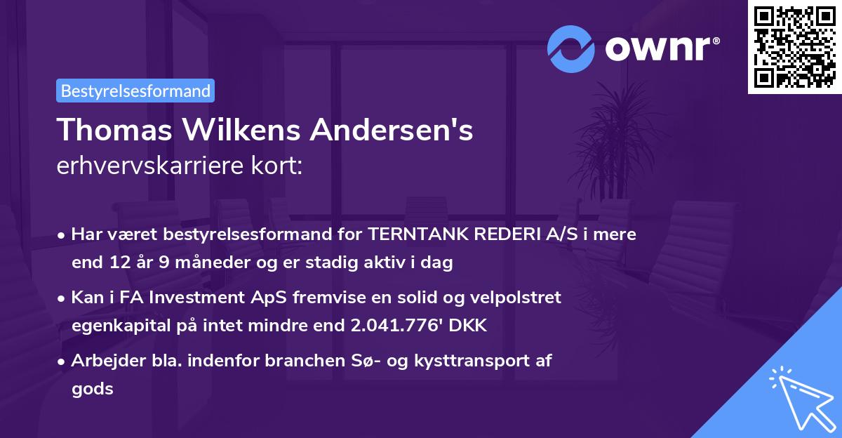Thomas Wilkens Andersen's erhvervskarriere kort