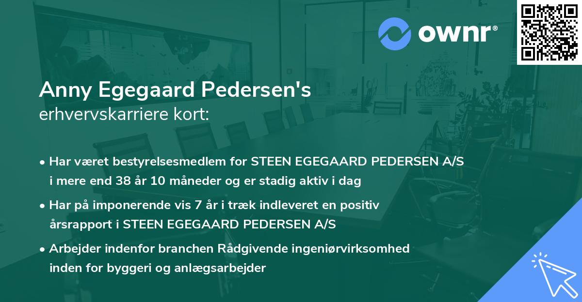 Anny Egegaard Pedersen's erhvervskarriere kort