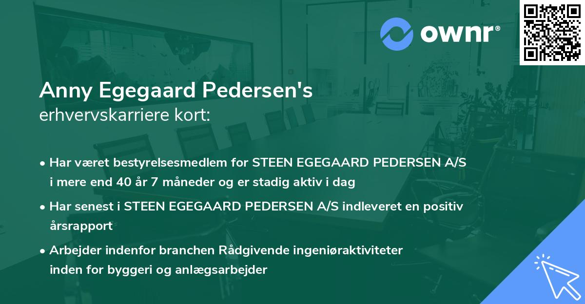 Anny Egegaard Pedersen's erhvervskarriere kort