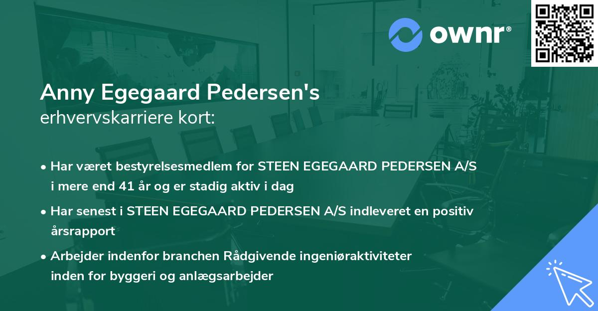 Anny Egegaard Pedersen's erhvervskarriere kort