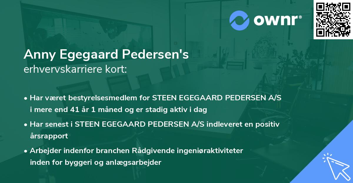Anny Egegaard Pedersen's erhvervskarriere kort