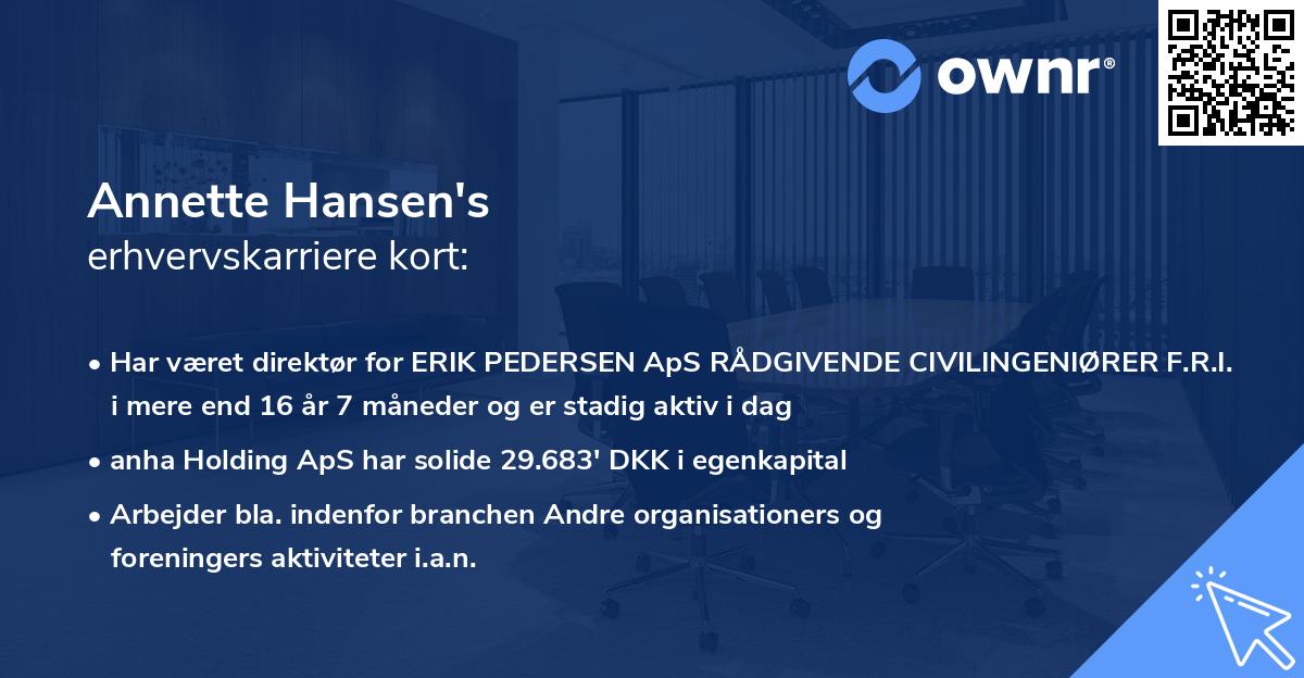 Annette Hansen's erhvervskarriere kort