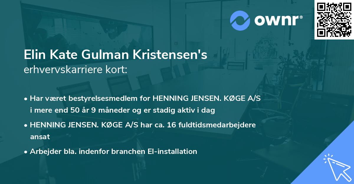 Elin Kate Gulman Kristensen's erhvervskarriere kort
