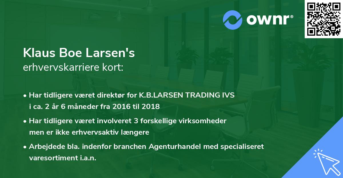 Klaus Boe Larsen's erhvervskarriere kort