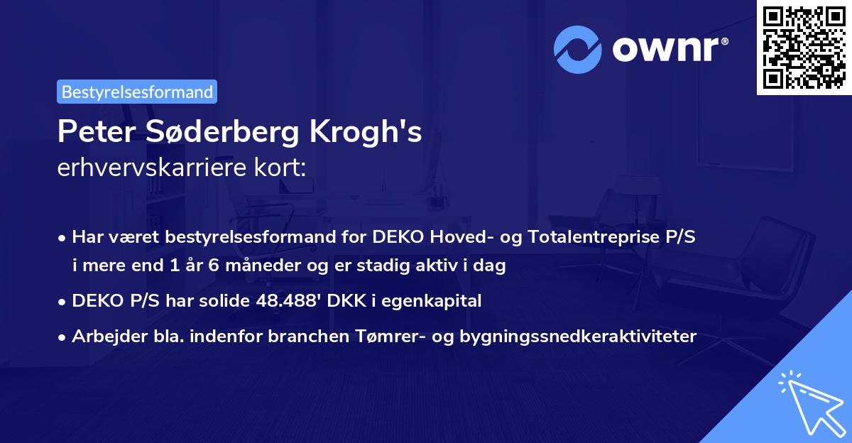 Peter Søderberg Krogh's erhvervskarriere kort