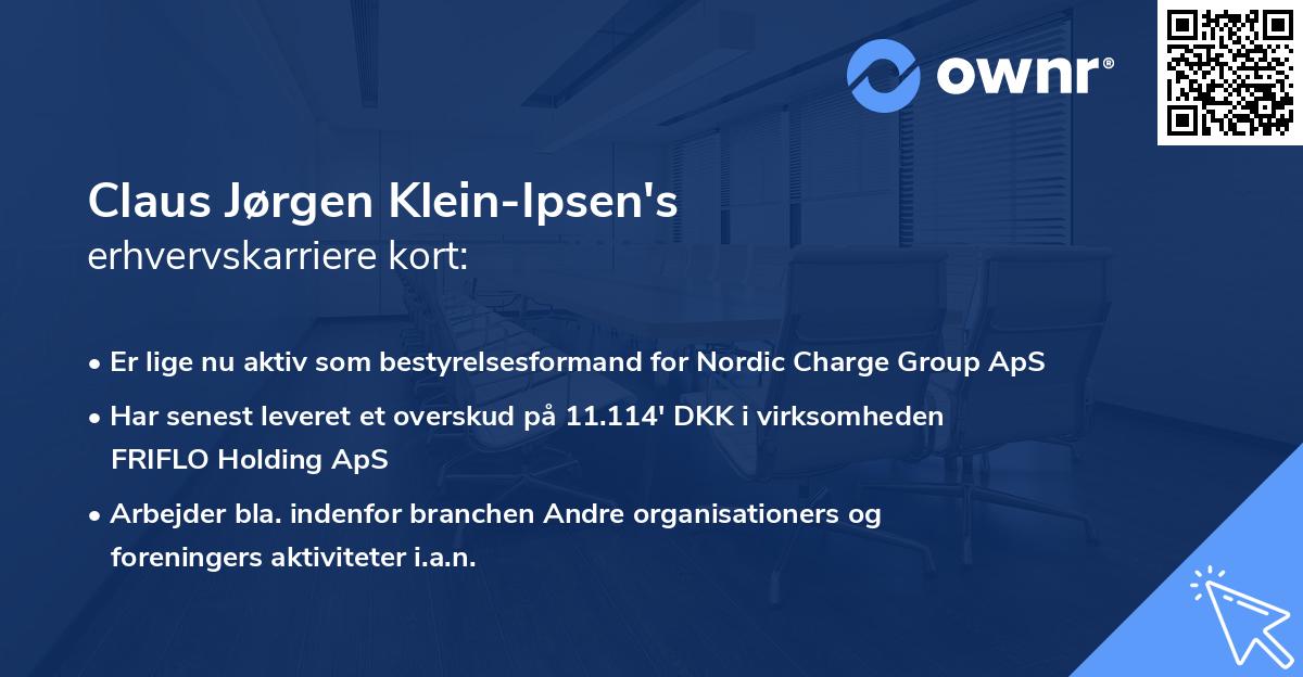 Claus Jørgen Klein-Ipsen's erhvervskarriere kort