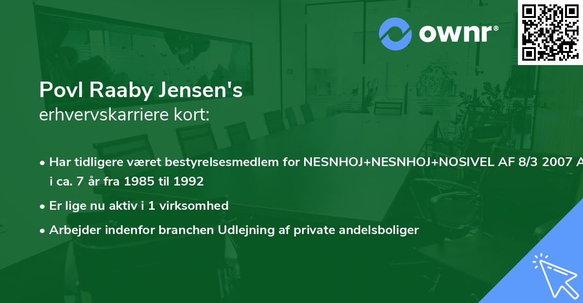 Povl Raaby Jensen's erhvervskarriere kort