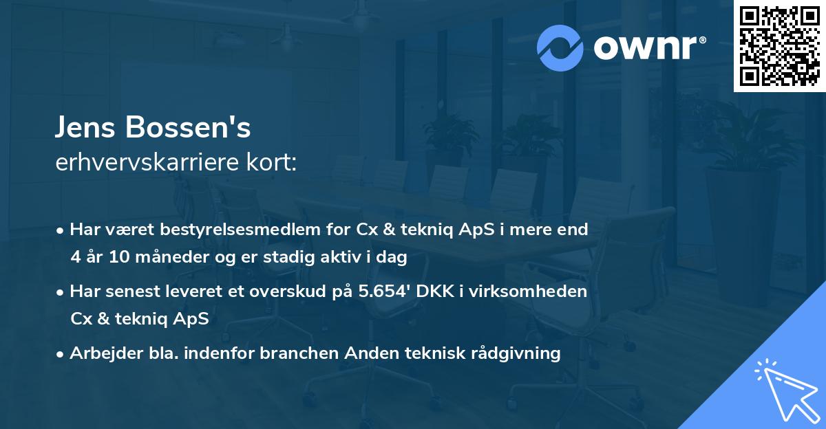 Jens Bossen's erhvervskarriere kort