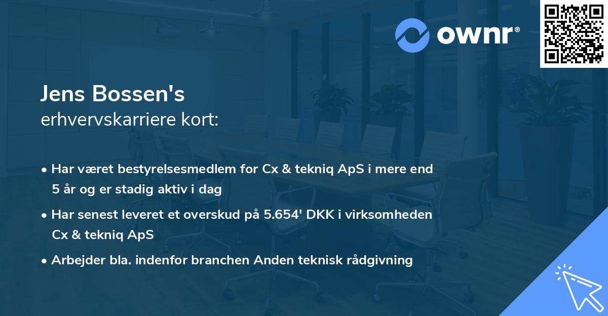 Jens Bossen's erhvervskarriere kort