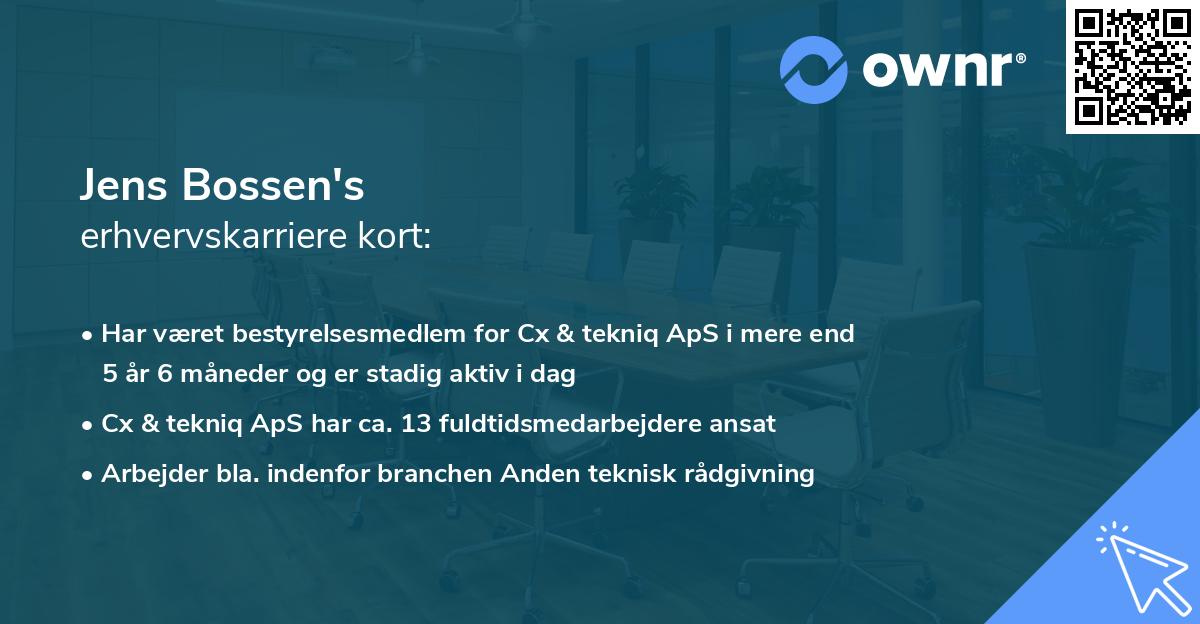 Jens Bossen's erhvervskarriere kort