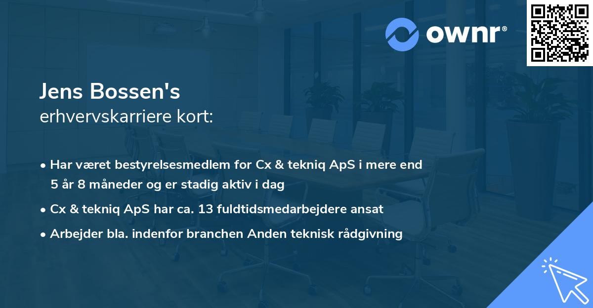 Jens Bossen's erhvervskarriere kort