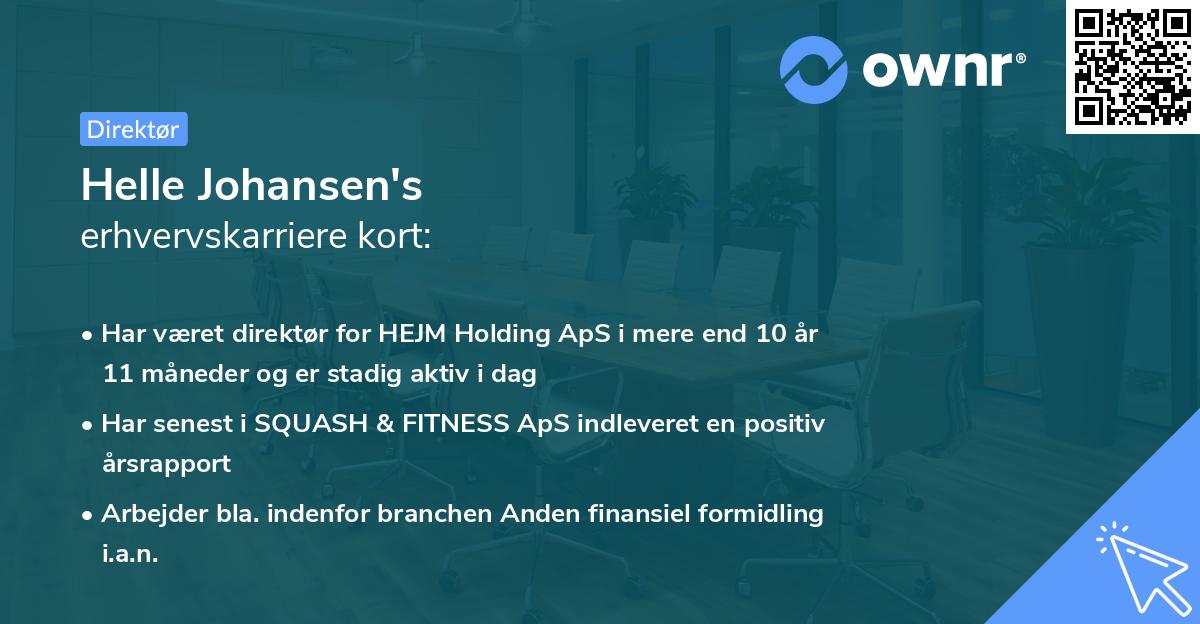 Helle Johansen's erhvervskarriere kort