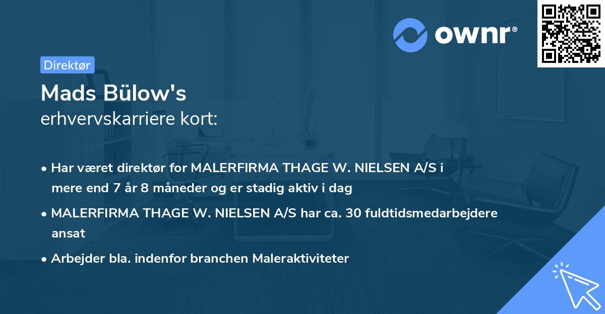 Mads Bülow's erhvervskarriere kort