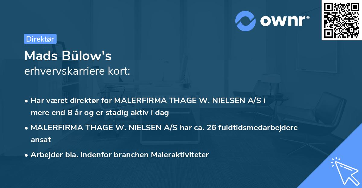 Mads Bülow's erhvervskarriere kort