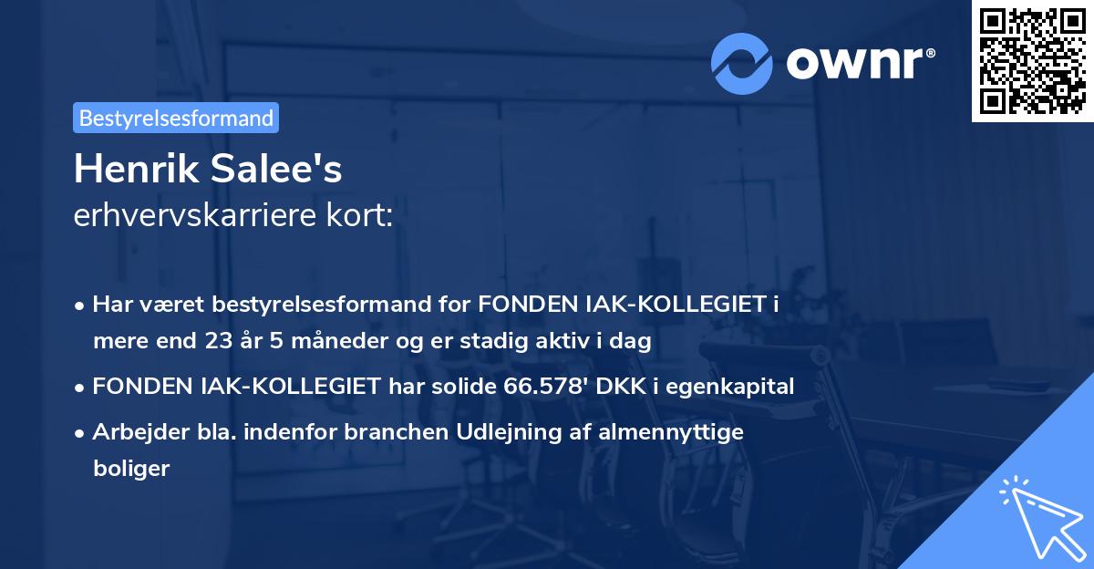 Henrik Salee's erhvervskarriere kort