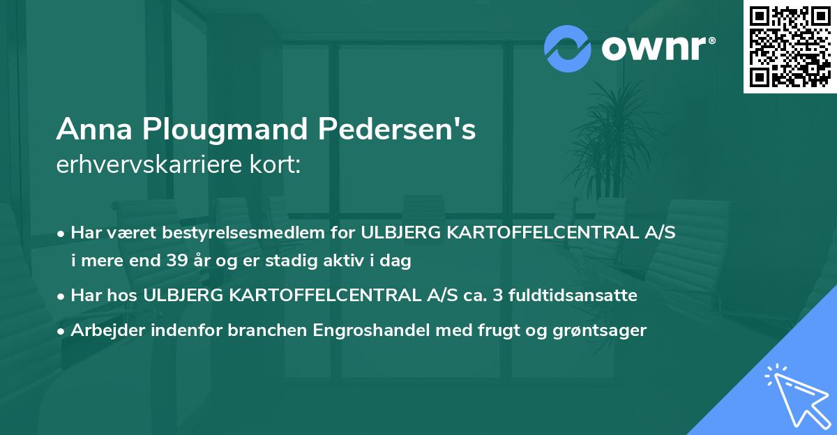 Anna Plougmand Pedersen's erhvervskarriere kort