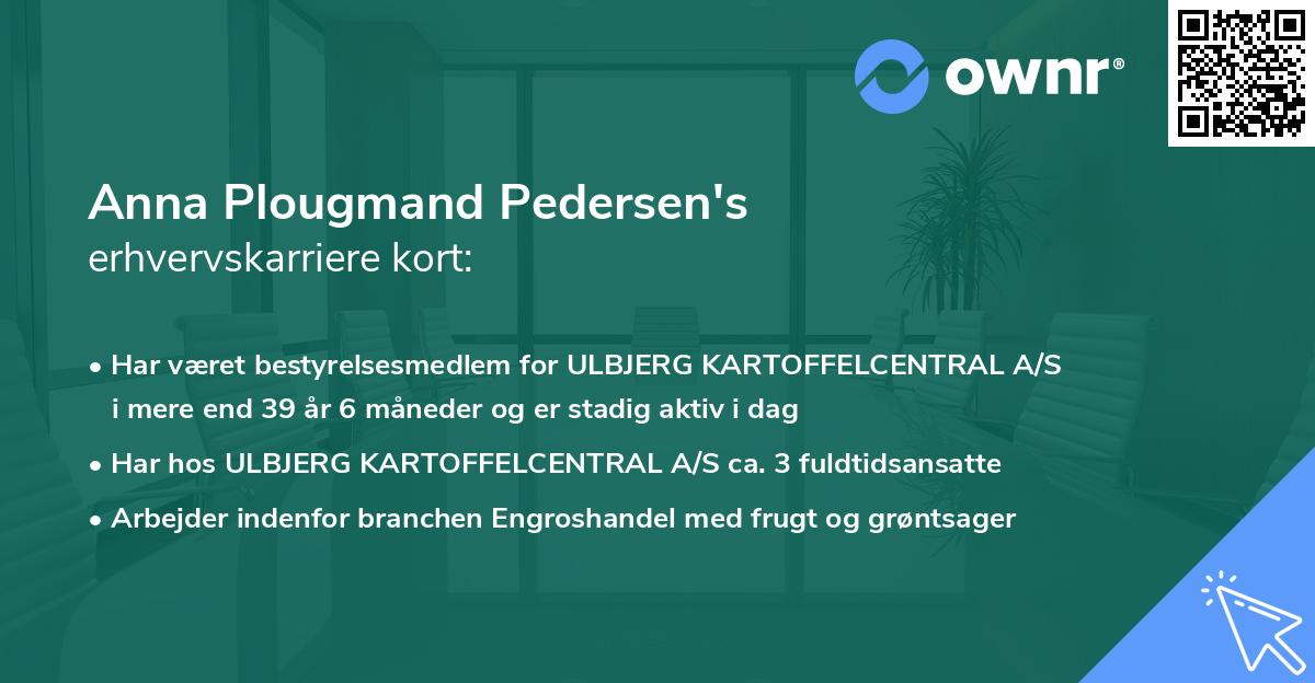 Anna Plougmand Pedersen's erhvervskarriere kort