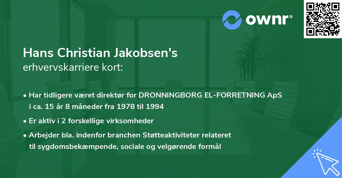 Hans Christian Jakobsen's erhvervskarriere kort