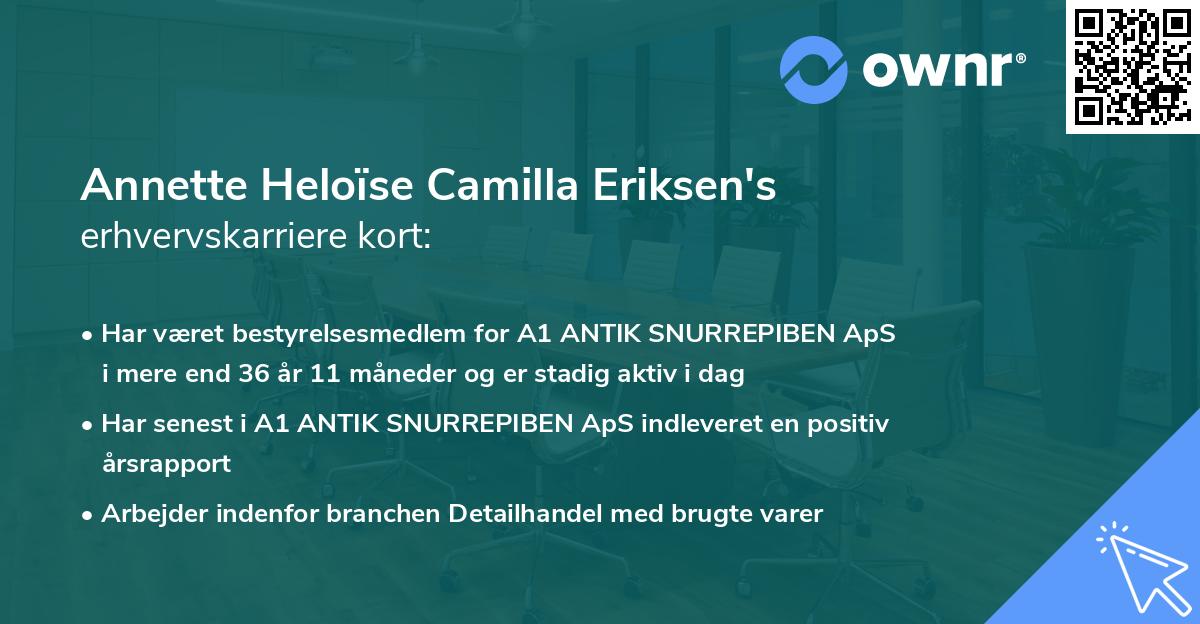 Annette Heloïse Camilla Eriksen's erhvervskarriere kort