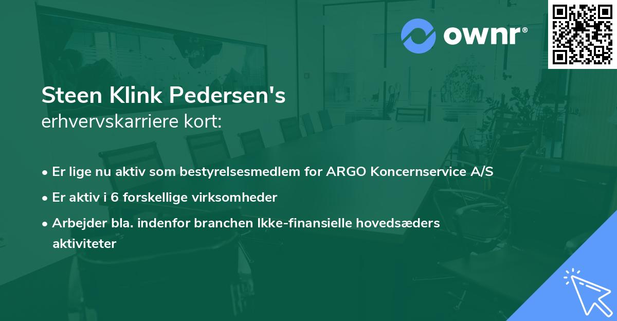 Steen Klink Pedersen's erhvervskarriere kort