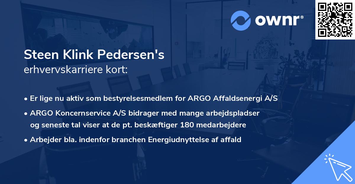 Steen Klink Pedersen's erhvervskarriere kort