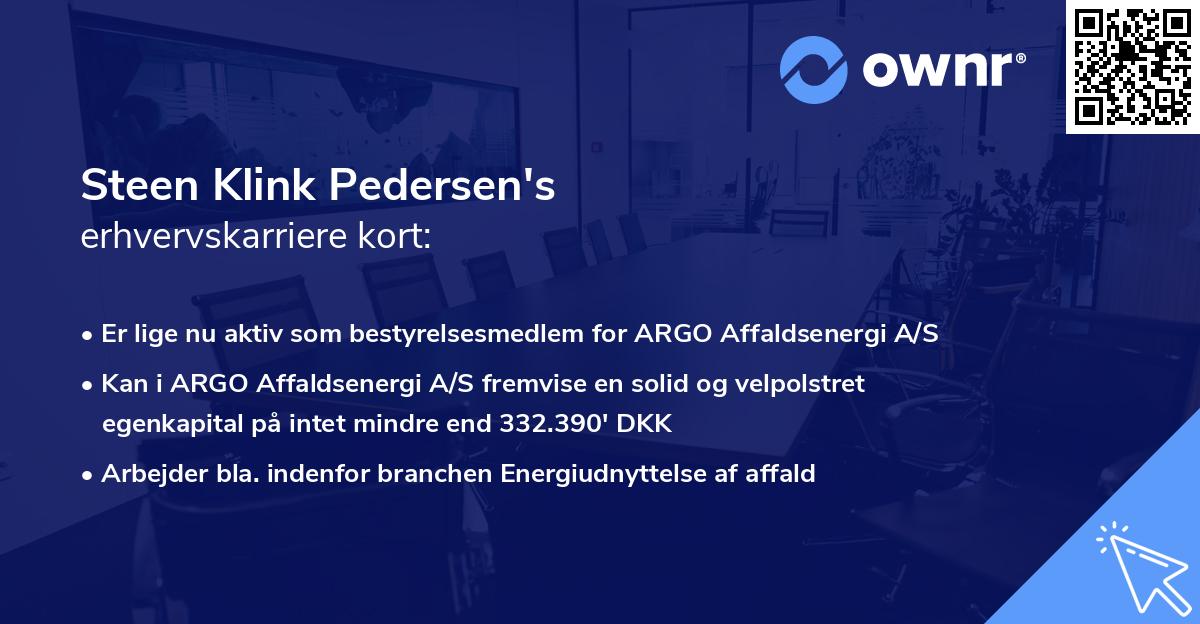 Steen Klink Pedersen's erhvervskarriere kort