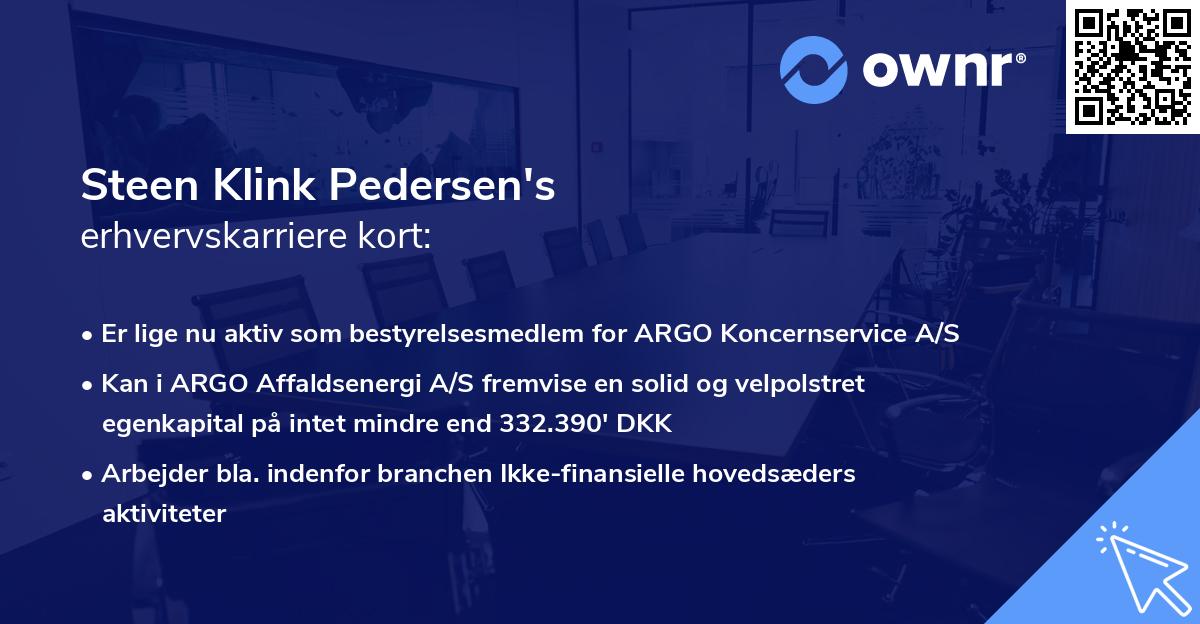 Steen Klink Pedersen's erhvervskarriere kort