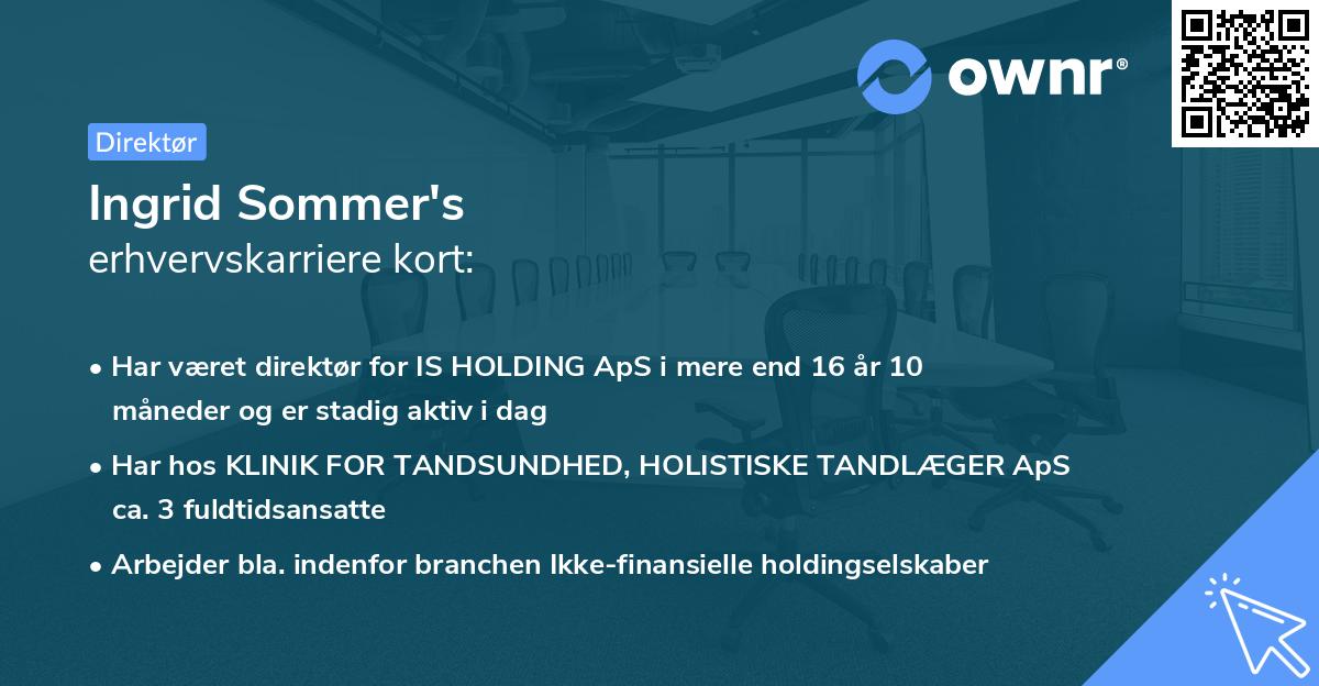 Ingrid Sommer's erhvervskarriere kort