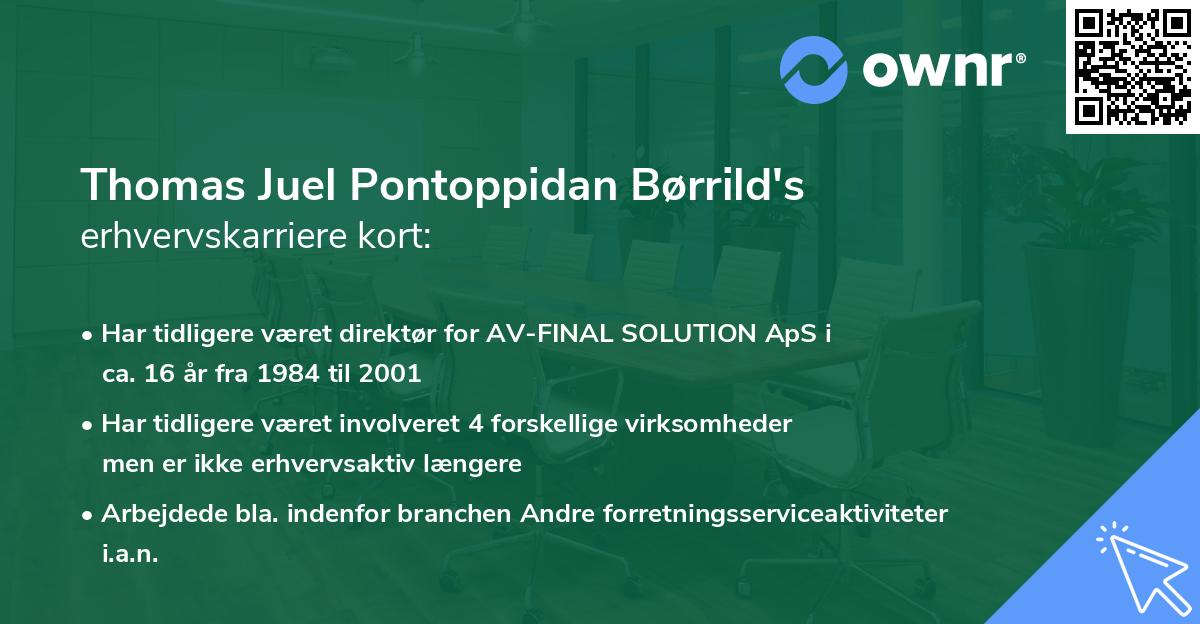 Thomas Juel Pontoppidan Børrild's erhvervskarriere kort