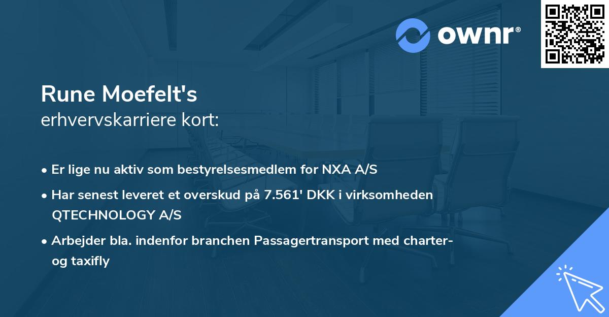 Rune Moefelt's erhvervskarriere kort