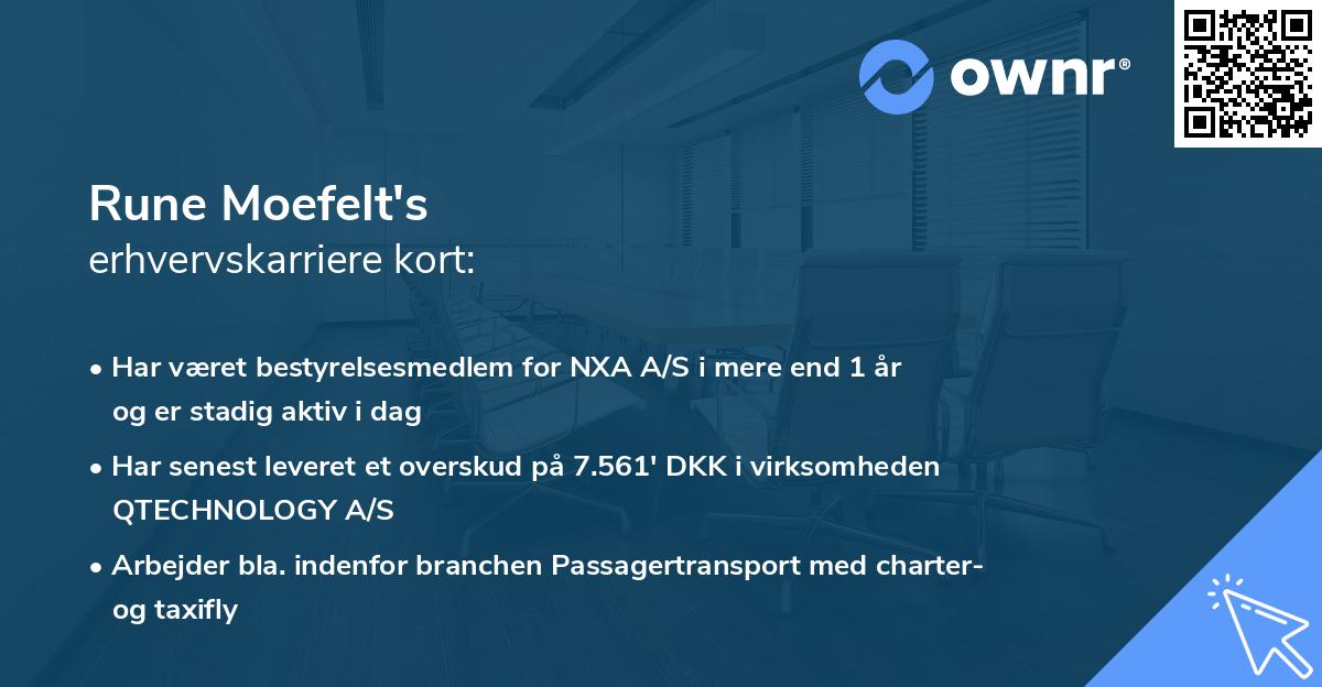 Rune Moefelt's erhvervskarriere kort